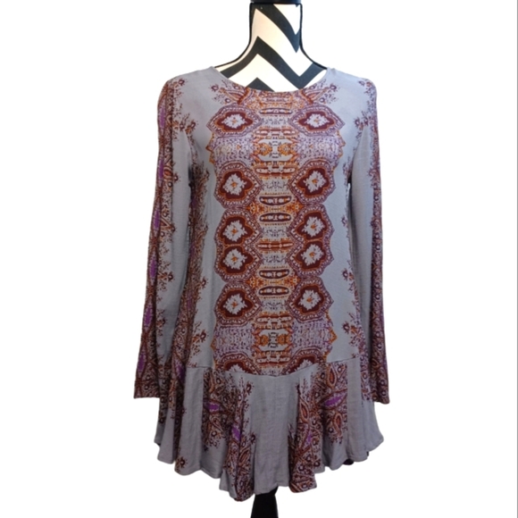Free People Boho Smooth Talk Open Back Goth Fairy Grunge Tunic Mini Dress - Picture 1 of 13